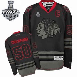 Corey Crawford Chicago Blackhawks Reebok Authentic Black Ice 2015 Stanley Cup Jersey