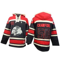 Corey Crawford Chicago Blackhawks Authentic Black Old Time Hockey Sawyer Hooded Sweatshirt Jersey
