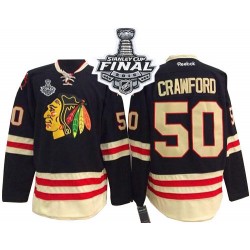 Corey Crawford Chicago Blackhawks Reebok Authentic Black 2015 Winter Classic 2015 Stanley Cup Jersey