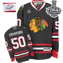 Corey Crawford Chicago Blackhawks Reebok Authentic Black Autographed Third 2015 Stanley Cup Jersey