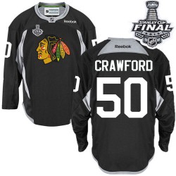 Corey Crawford Chicago Blackhawks Reebok Authentic Black Practice 2015 Stanley Cup Jersey