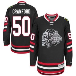 Corey Crawford Chicago Blackhawks Reebok Authentic White Black Skull 2014 Stadium Series Jersey