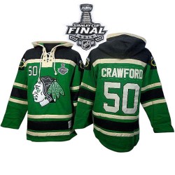 Corey Crawford Chicago Blackhawks Authentic Green Old Time Hockey St. Patrick's Day McNary Lace Hoodie 2015 Stanley Cup Jersey