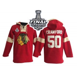 Corey Crawford Chicago Blackhawks Authentic Red Old Time Hockey Pullover Hoodie 2015 Stanley Cup Jersey