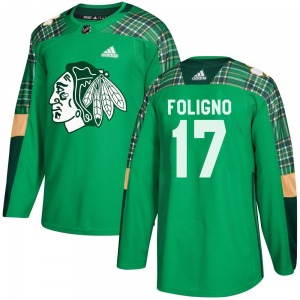 Youth Nick Foligno Chicago Blackhawks Adidas Authentic Green St. Patrick's Day Practice Jersey