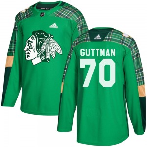 Youth Cole Guttman Chicago Blackhawks Adidas Authentic Green St. Patrick's Day Practice Jersey