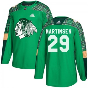 Youth Andreas Martinsen Chicago Blackhawks Adidas Authentic Green St. Patrick's Day Practice Jersey
