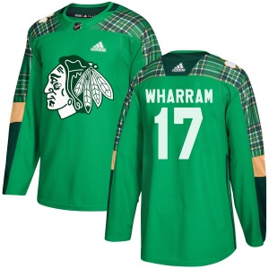Youth Kenny Wharram Chicago Blackhawks Adidas Authentic Green St. Patrick's Day Practice Jersey