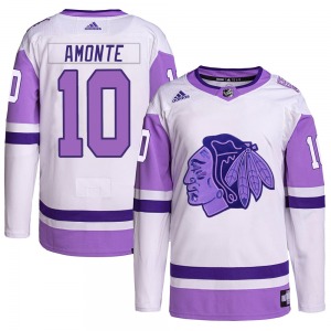 Youth Tony Amonte Chicago Blackhawks Adidas Authentic White/Purple Hockey Fights Cancer Primegreen Jersey