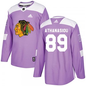 Youth Andreas Athanasiou Chicago Blackhawks Adidas Authentic Purple Fights Cancer Practice Jersey