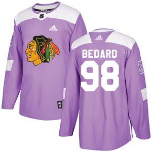 Youth Connor Bedard Chicago Blackhawks Adidas Authentic Purple Fights Cancer Practice Jersey