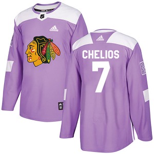 Youth Chris Chelios Chicago Blackhawks Adidas Authentic Purple Fights Cancer Practice Jersey