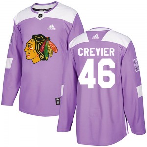 Youth Louis Crevier Chicago Blackhawks Adidas Authentic Purple Fights Cancer Practice Jersey