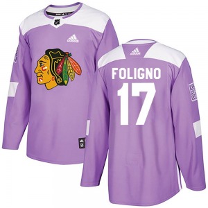 Youth Nick Foligno Chicago Blackhawks Adidas Authentic Purple Fights Cancer Practice Jersey