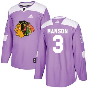 Youth Dave Manson Chicago Blackhawks Adidas Authentic Purple Fights Cancer Practice Jersey