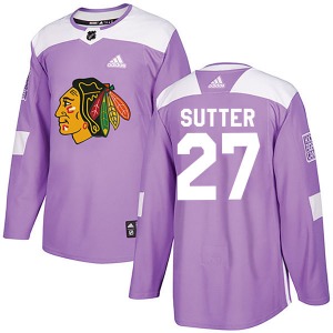 Youth Darryl Sutter Chicago Blackhawks Adidas Authentic Purple Fights Cancer Practice Jersey