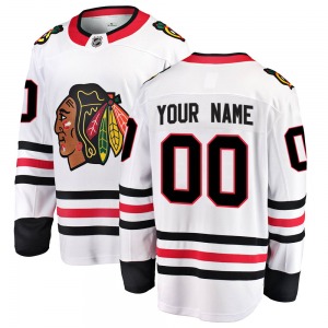 Custom Chicago Blackhawks Fanatics Branded Breakaway White Custom Away Jersey