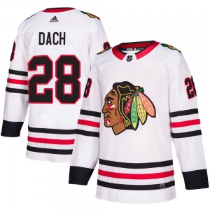 Youth Colton Dach Chicago Blackhawks Adidas Authentic White Away Jersey