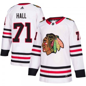 Youth Taylor Hall Chicago Blackhawks Adidas Authentic White Away Jersey