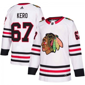 Youth Tanner Kero Chicago Blackhawks Adidas Authentic White Away Jersey