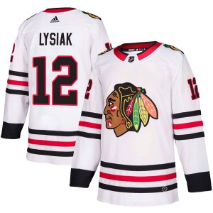 Youth Tom Lysiak Chicago Blackhawks Adidas Authentic White Away Jersey