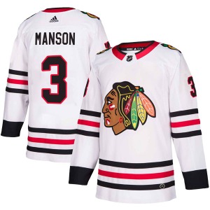 Youth Dave Manson Chicago Blackhawks Adidas Authentic White Away Jersey