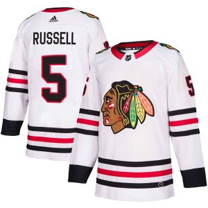 Youth Phil Russell Chicago Blackhawks Adidas Authentic White Away Jersey