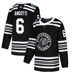 Lou Angotti Chicago Blackhawks Adidas Authentic Black 2019 Winter Classic Jersey