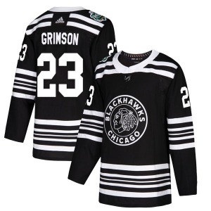 Stu Grimson Chicago Blackhawks Adidas Authentic Black 2019 Winter Classic Jersey