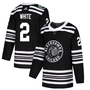 Bill White Chicago Blackhawks Adidas Authentic White Black 2019 Winter Classic Jersey