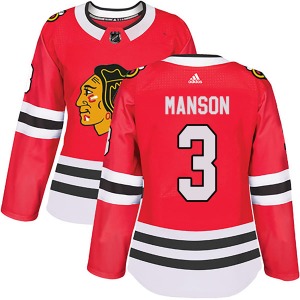 Women's Dave Manson Chicago Blackhawks Adidas Authentic Red Home Jersey