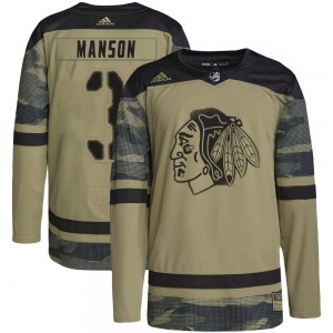 Youth Dave Manson Chicago Blackhawks Adidas Authentic Camo Military Appreciation Practice Jersey