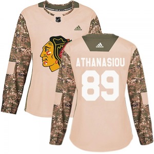 Women's Andreas Athanasiou Chicago Blackhawks Authentic Camo adidas Veterans Day Practice Jersey