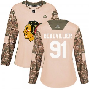 Women's Anthony Beauvillier Chicago Blackhawks Authentic Camo adidas Veterans Day Practice Jersey