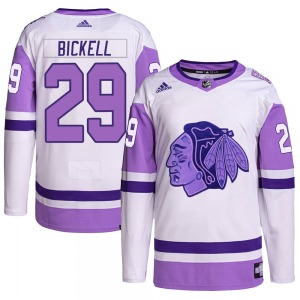 Bryan Bickell Chicago Blackhawks Adidas Authentic White/Purple Hockey Fights Cancer Primegreen Jersey