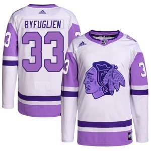 Dustin Byfuglien Chicago Blackhawks Adidas Authentic White/Purple Hockey Fights Cancer Primegreen Jersey