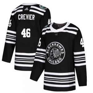 Youth Louis Crevier Chicago Blackhawks Adidas Authentic Black 2019 Winter Classic Jersey