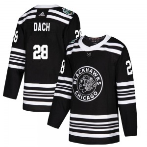 Youth Colton Dach Chicago Blackhawks Adidas Authentic Black 2019 Winter Classic Jersey