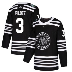 Youth Pierre Pilote Chicago Blackhawks Adidas Authentic Black 2019 Winter Classic Jersey
