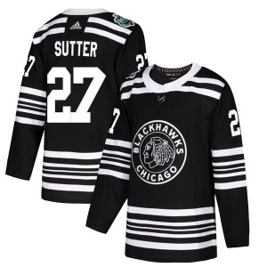 Youth Darryl Sutter Chicago Blackhawks Adidas Authentic Black 2019 Winter Classic Jersey