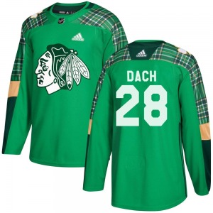 Colton Dach Chicago Blackhawks Adidas Authentic Green St. Patrick's Day Practice Jersey