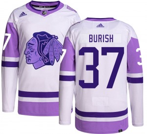 Adam Burish Chicago Blackhawks Adidas Authentic Hockey Fights Cancer Jersey