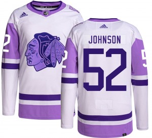 Reese Johnson Chicago Blackhawks Adidas Authentic Hockey Fights Cancer Jersey