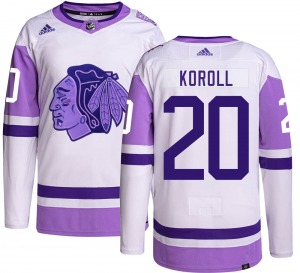 Cliff Koroll Chicago Blackhawks Adidas Authentic Hockey Fights Cancer Jersey
