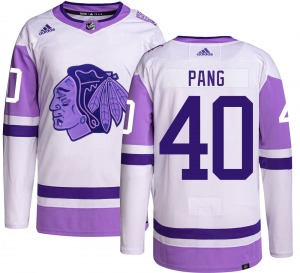Darren Pang Chicago Blackhawks Adidas Authentic Hockey Fights Cancer Jersey