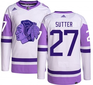 Darryl Sutter Chicago Blackhawks Adidas Authentic Hockey Fights Cancer Jersey