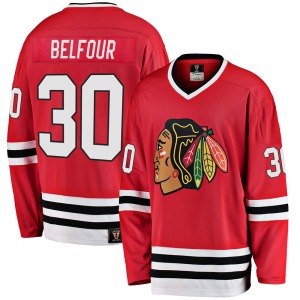 ED Belfour Chicago Blackhawks Fanatics Branded Premier Red Breakaway Heritage Jersey