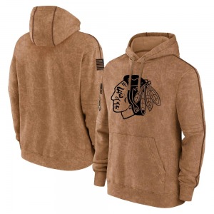 Chicago Blackhawks Brown 2023 Salute to Service Club Pullover Hoodie