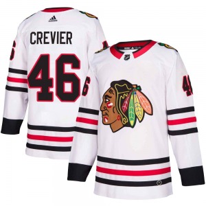 Louis Crevier Chicago Blackhawks Adidas Authentic White Away Jersey