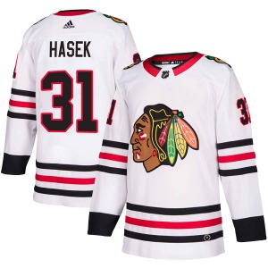 Dominik Hasek Chicago Blackhawks Adidas Authentic White Away Jersey